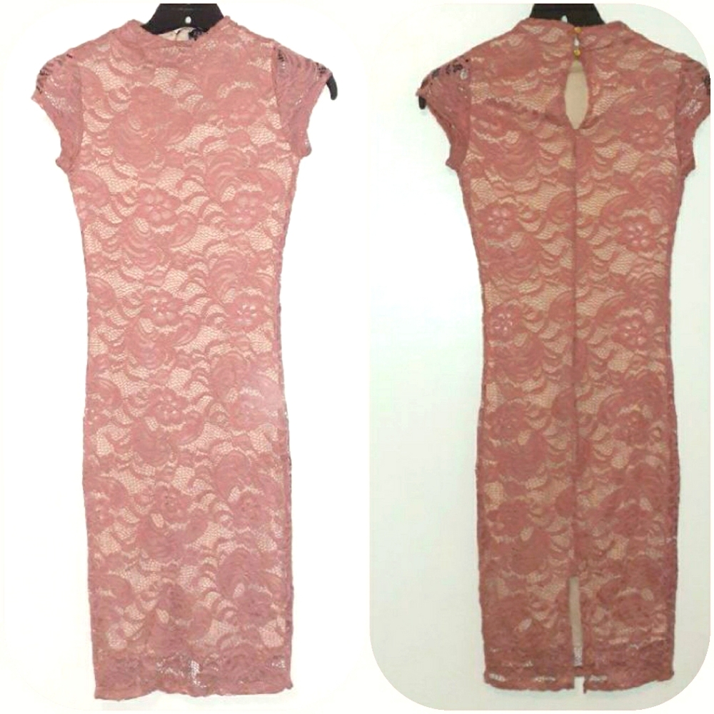 Blush Long Fitted Roses & Lace M Jrs